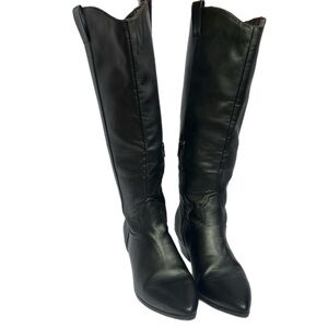 Universal Thread Black Faux Leather Tall Heeled Boots Pointed Toe Size 7.5